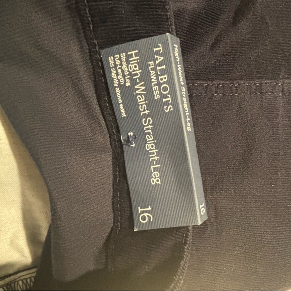 TALBOTS Sz 16 flawless high waist straight leg navy corduroy pants NEW WITH TAGS - Picture 13 of 15